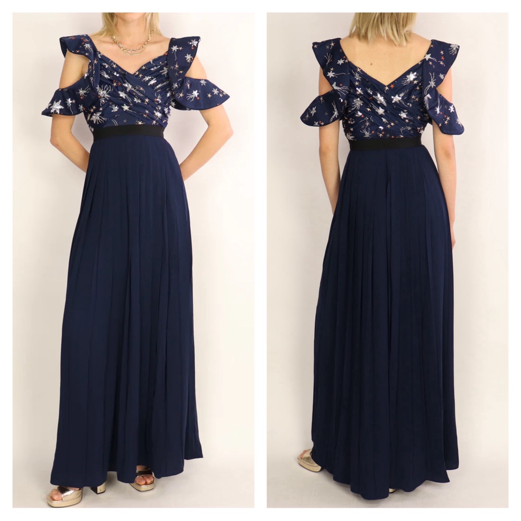 Self-Portrait Star Embroidered Embellished Evening Gown